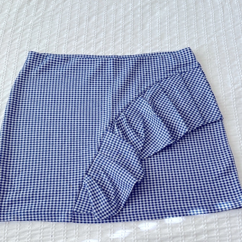 Topshop Navy Checkered Pencil Skirt
